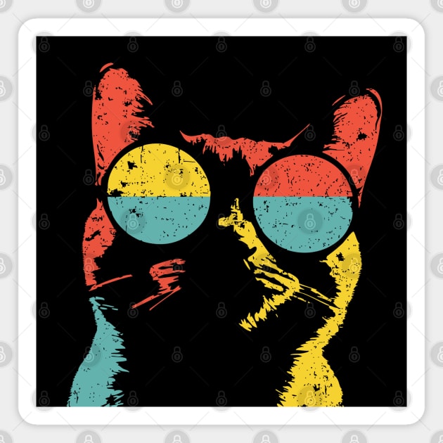 Hippie Cat with Sunglasses – Retro Hipster Feline Design Magnet by TuncGK